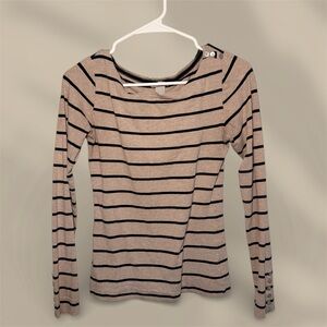 H&M Black and Tan Striped Long Sleeve Top